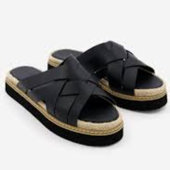 French Connection Strappy Black Flatform Sandal, Size 6.5 Approx - Picture 9 of 9